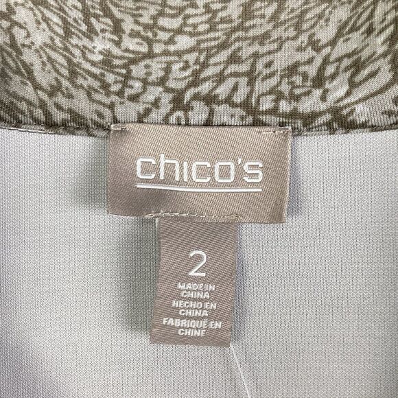 Chico’s Sz 2 US Large Animal Instincts Scuba Jacket in Shiitake Open Front NWT - Picture 2 of 10